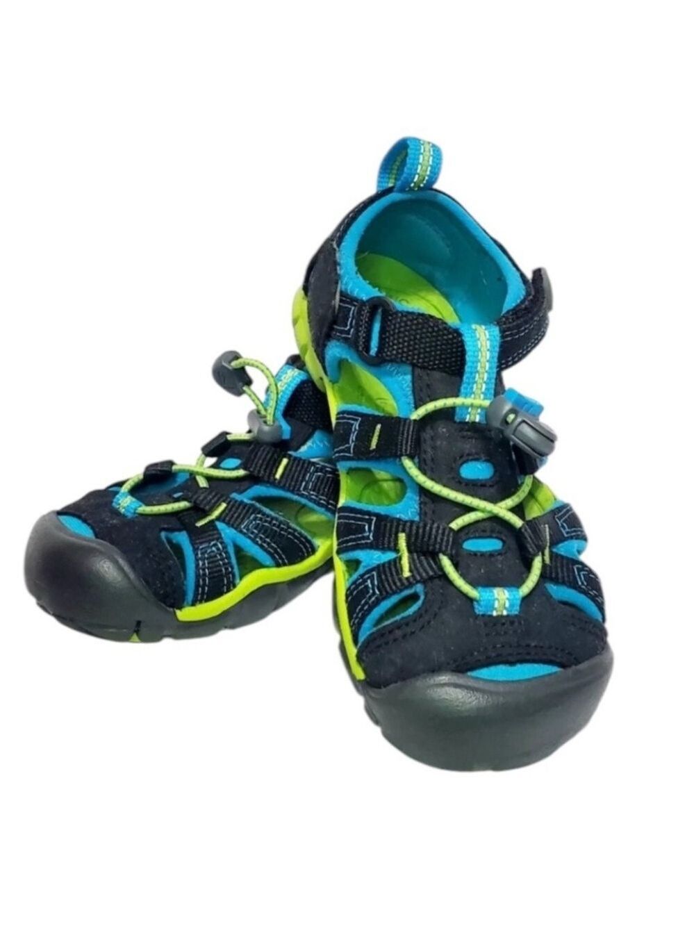 Keen Seacamp II Big Kids Water Sandals in Black and Brilliant Blue UNISEX SIZE 5 - Picture 1 of 10